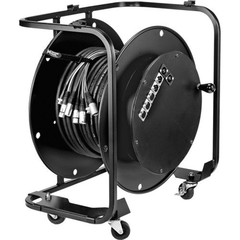 Theatrixx 13-03 Hannay Reels AV-2 3″ Casters Installed Cable Storage (Black)