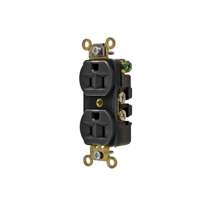 Hubbell HBL5252BK Female 125V/15A U-Ground Duplex Receptacle (Black)
