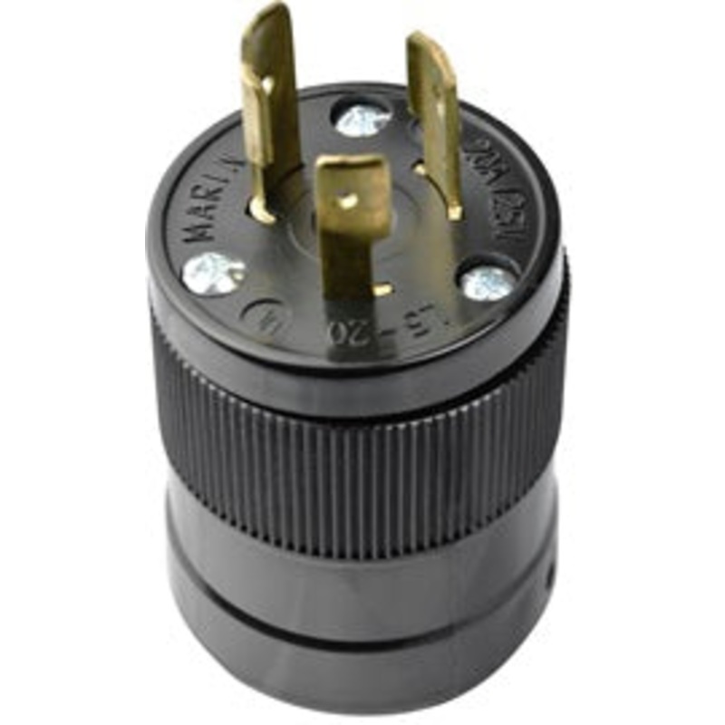 Marinco 205PBL Male 125V/20A Twist-Lock Inline Connector (Black)