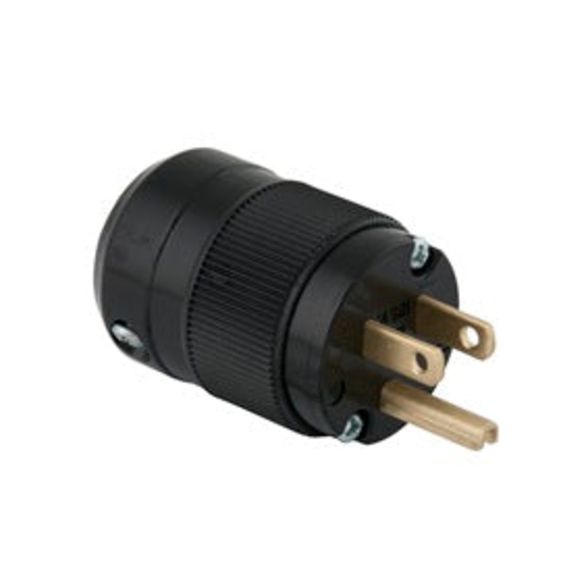 Marinco 5266BL Male 125V/15A U-Ground Inline Connector (Black)