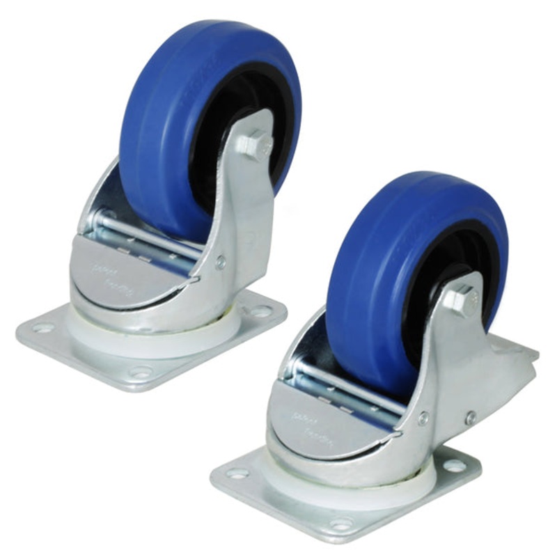 ProX XZF-W0985-AUTO Braked Swivel 4″ Castor Flip Ready Hydraulic Case Replacement (Blue)