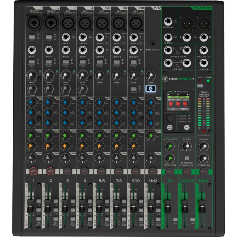 Mackie PROFX12V3+ 12-Channel Analog Mixer With Enhanced FX, USB Recording Modes and Bluetooth