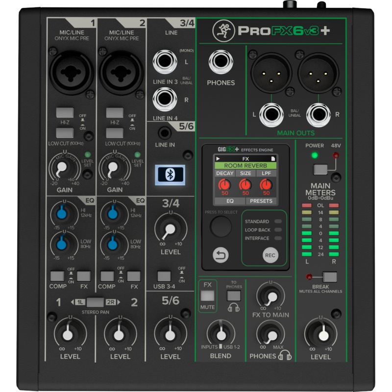 Mackie PROFX6V3+ 6-Channel Analog Mixer With Enhanced FX, USB Recording Modes and Bluetooth