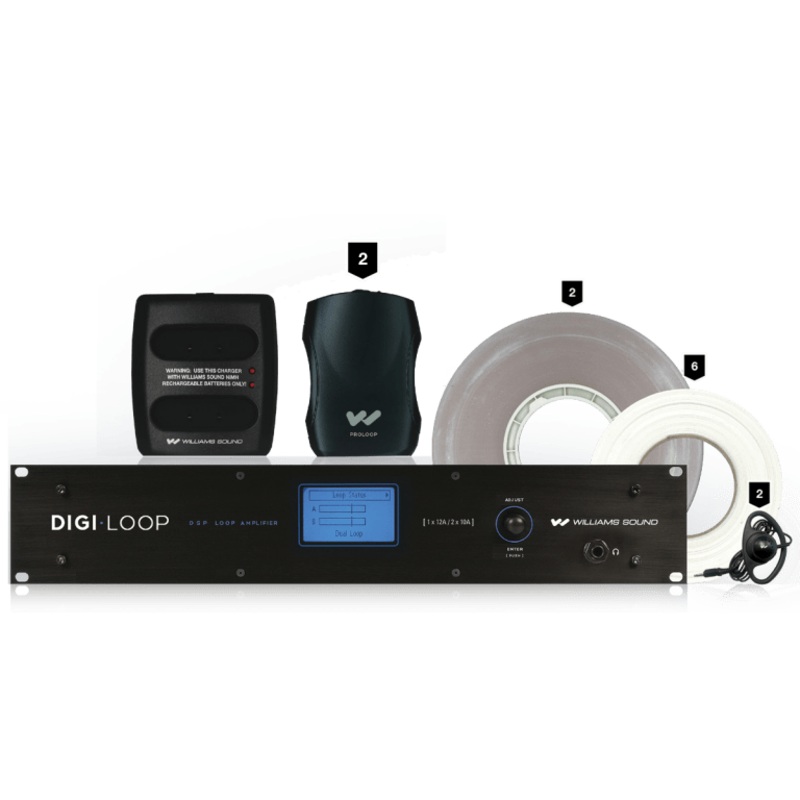 Williams AV DL210 SYS 2 2.0 Digi-Loop Large Area, Dual Channel Hearing Loop System with Flat Wire