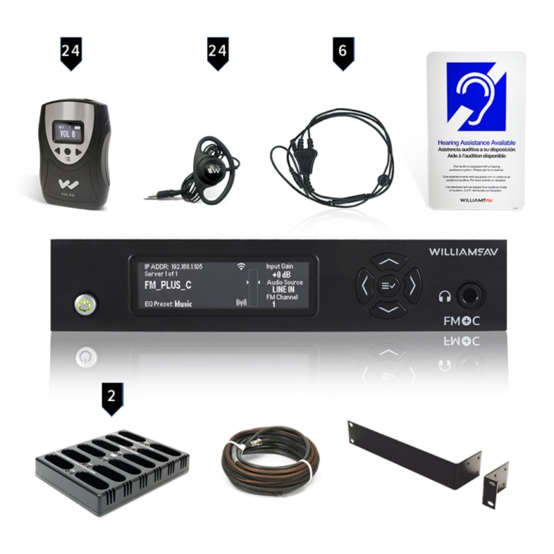 Williams AV FM 558-24 PRO D FM+ PRO System Package (24 R38 receivers & Dante)