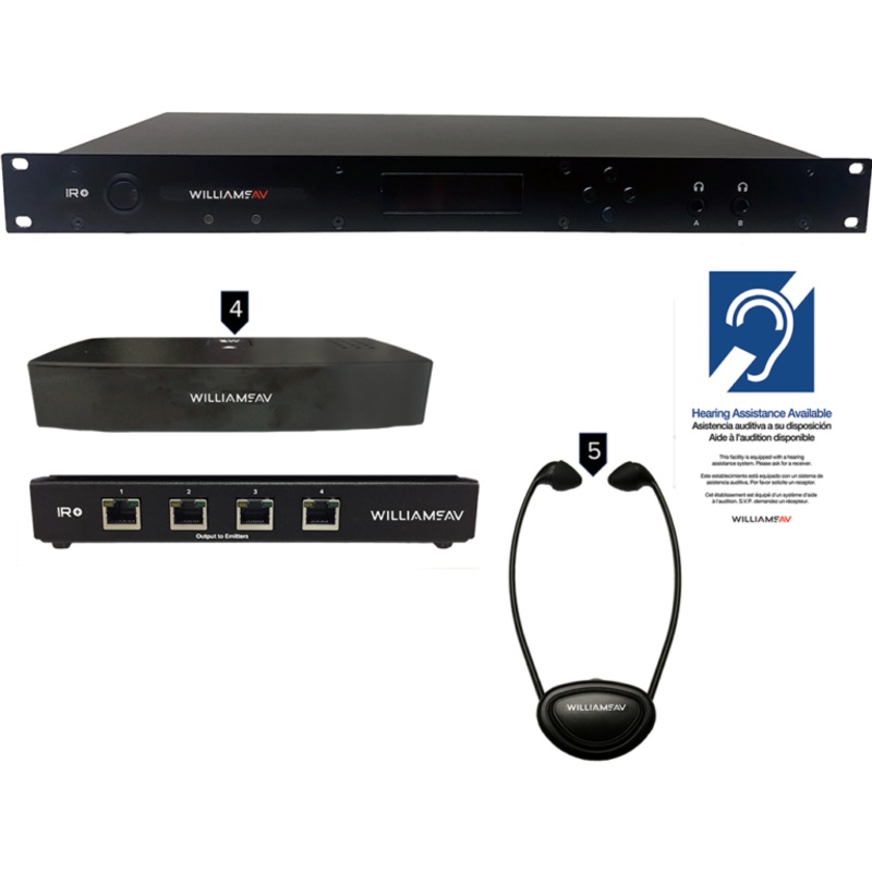 Williams AV IR SY23 D Large-Area Dante Infrared System with Stethoset Receivers