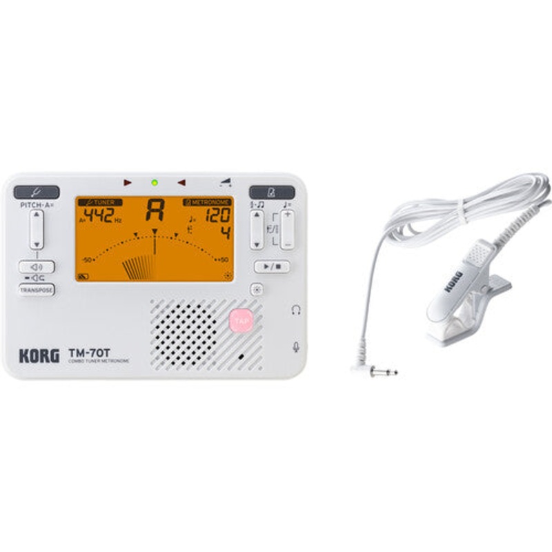 Korg TM70C Handheld Tuner and Metronome with CM-400 Contact Microphone (White)