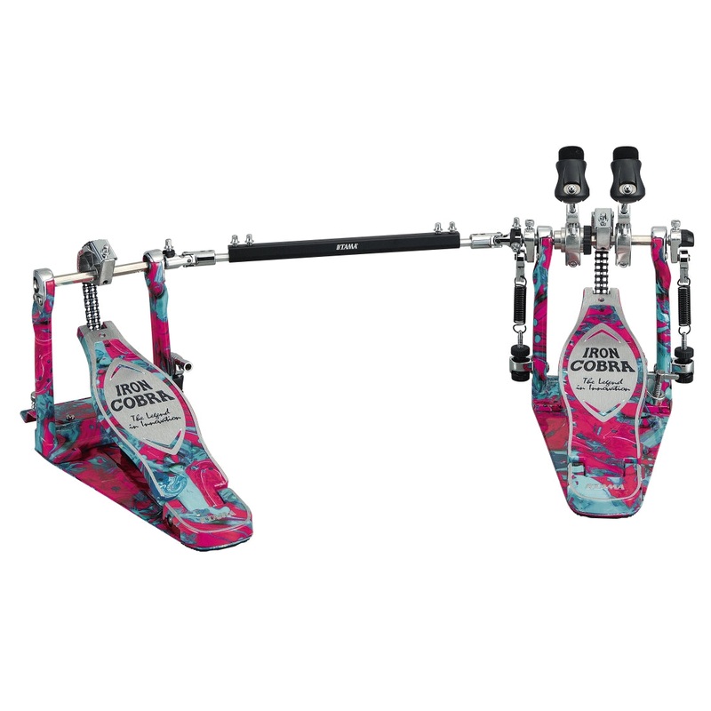 Tama HP900PWMCS 50th Anniversary Limited Edition Iron Cobra Power Glide Twin Pedal (Marble Coral Swirl)