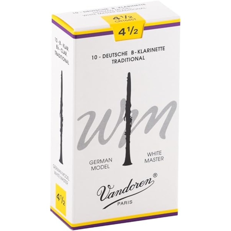 Vandoren CR1645T Bb Clarinet White Master Traditional Reeds Strength 4.5 (Box of 10)