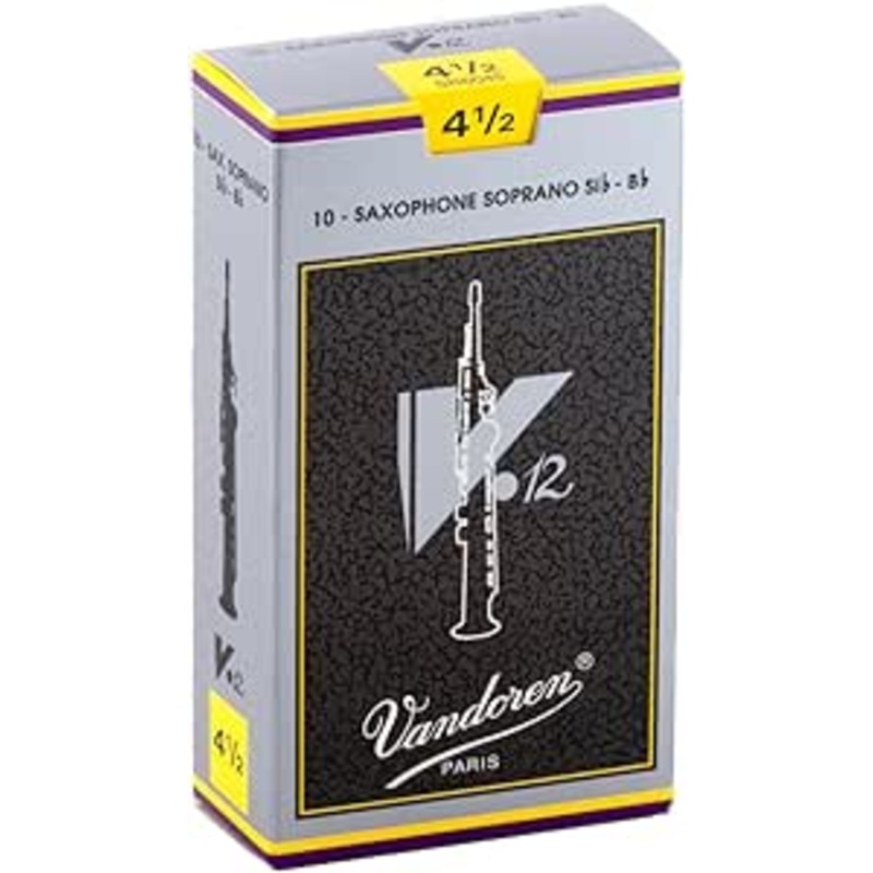 Vandoren SR6045 V12 Soprano Saxophone Reeds Strength – 4.5 (Box of 10)