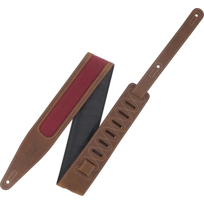 Levy’s M317TRI-BRN-BRG Voyager Pro Leather Guitar Strap (Brown/Burgundy)