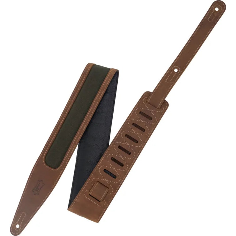 Levy’s M317TRI-BRN-GRN Voyager Pro Leather Guitar Strap (Brown/Green)