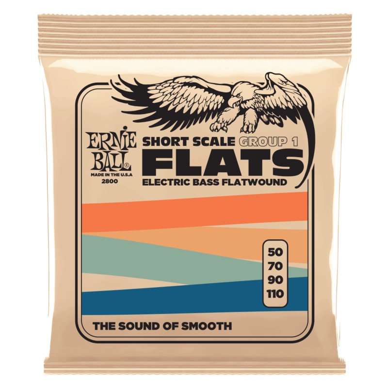 Ernie Ball 2800EB Flatwound Group 1 Short Scale Electric Bass Strings 50-110