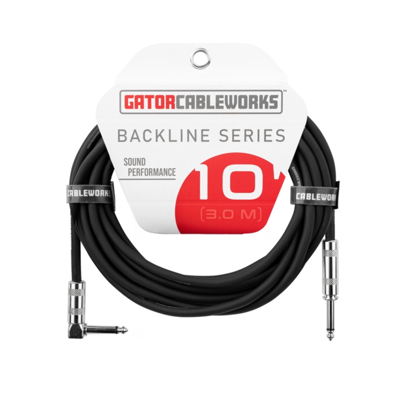 Gator GCWB-INS-10RA Backline Series Straight/Right Angle Instrument Cable – 10ft