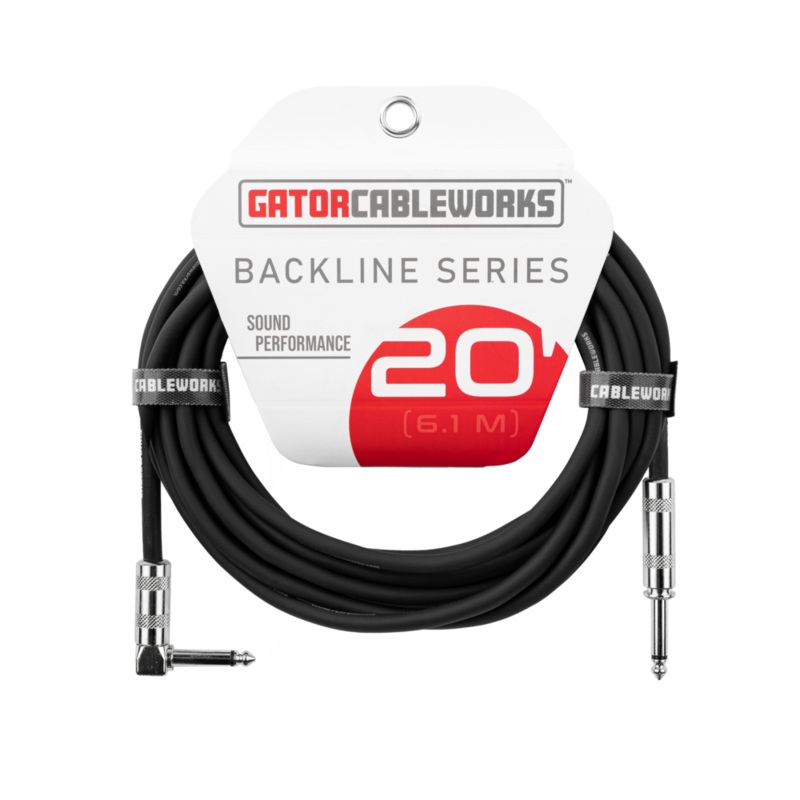 Gator GCWB-INS-20RA Backline Series Straight/Right Angle Instrument Cable – 20ft