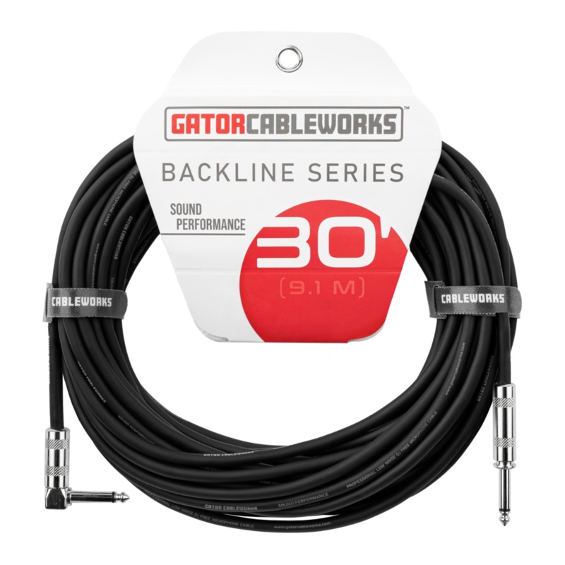 Gator GCWB-INS-30RA Backline Series Straight/Right Angle Instrument Cable – 30ft