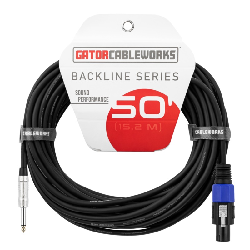 Gator GCWB-SPK-50-1TL Backline Series 1/4″ TS To Twist Lock Connector Speaker Cable – 50ft