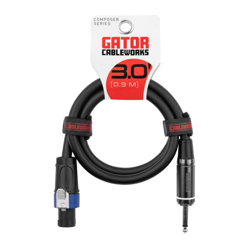 Gator GCWC-SPK-03-1TL Composer Series 1/4″ TS To Twist Lock Connector Speaker Cable – 3ft