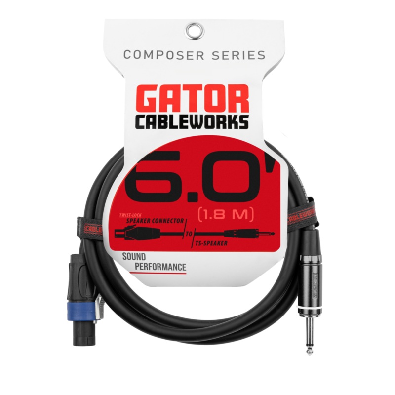 Gator GCWC-SPK-06-1TL Composer Series 1/4″ TS To Twist Lock Connector Speaker Cable – 6ft