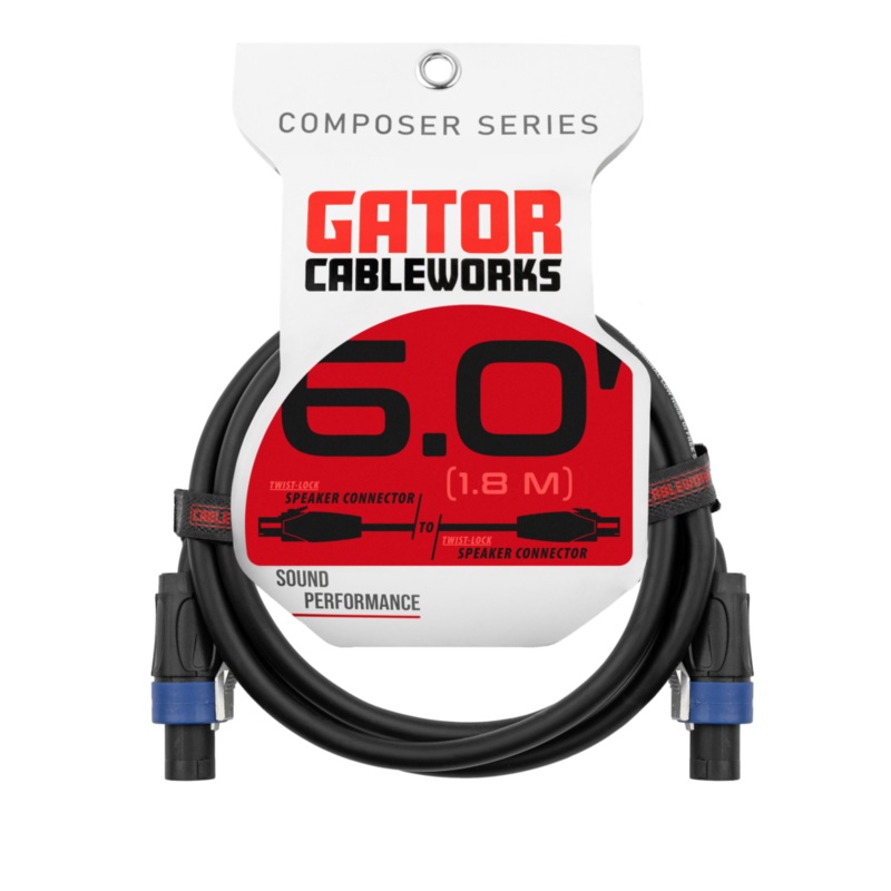 Gator GCWC-SPK-06-2TL Composer Series Twist Lock Connector Speaker Cable – 6ft