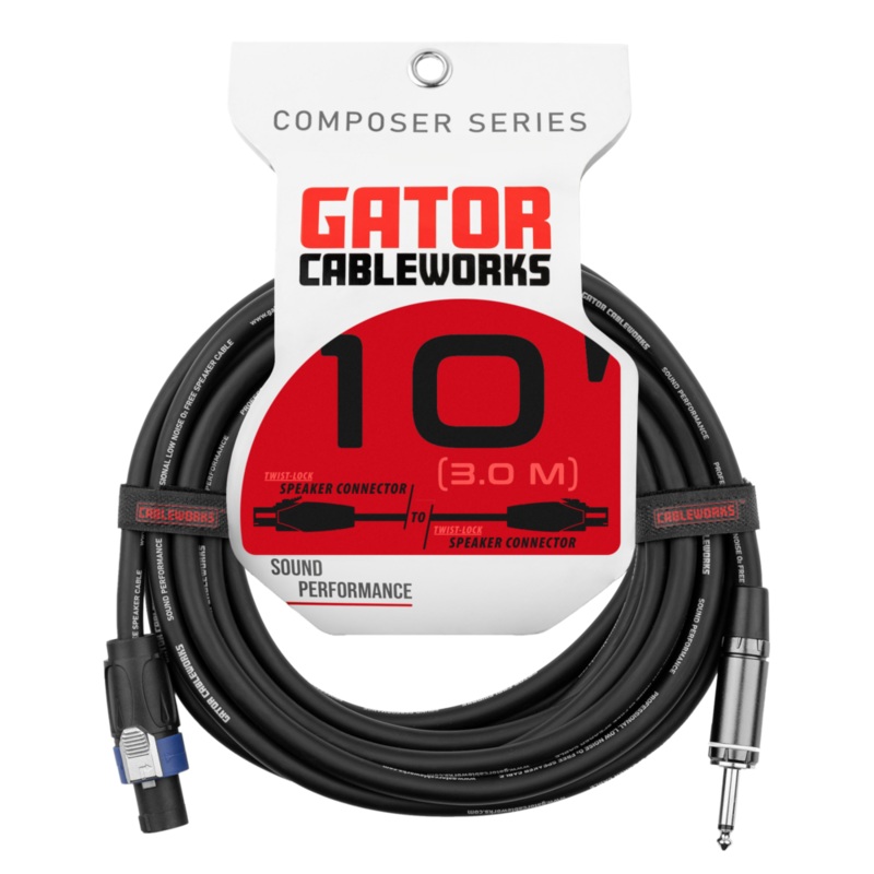 Gator GCWC-SPK-10-1TL Composer Series 1/4″ TS To Twist Lock Connector Speaker Cable – 10ft