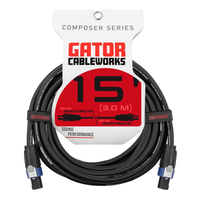 Gator GCWC-SPK-15-2TL Composer Series Twist Lock Connector Speaker Cable – 15ft