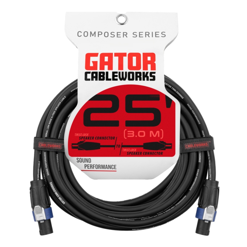 Gator GCWC-SPK-25-2TL Composer Series Twist Lock Connector Speaker Cable – 25ft