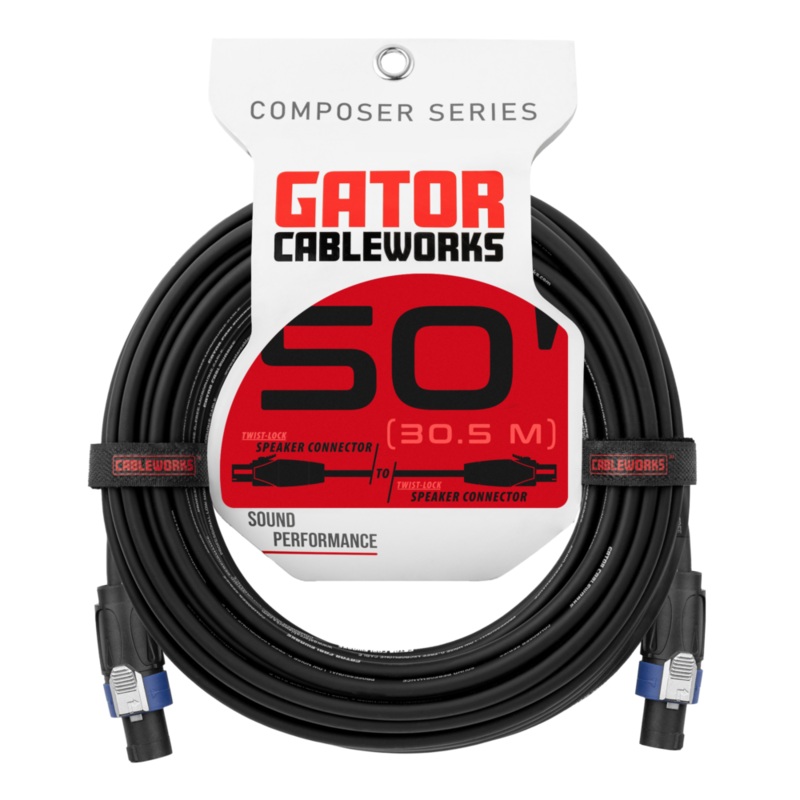 Gator GCWC-SPK-50-2TL Composer Series Twist Lock Connector Speaker Cable – 50ft