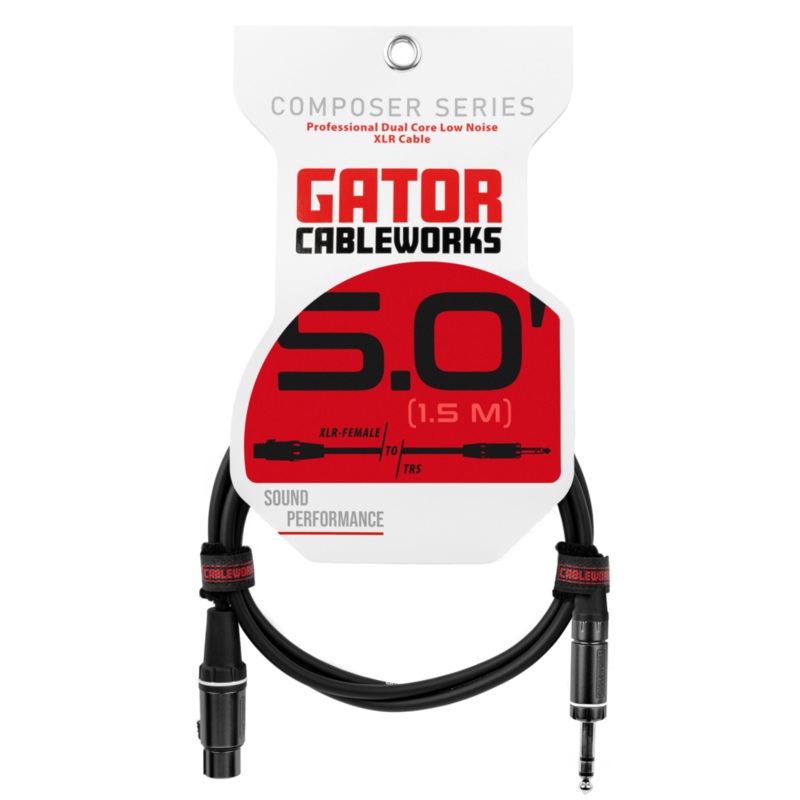Gator GCWC-XLR-05FTRS Composer Series XLR F To TRS Cable – 5ft