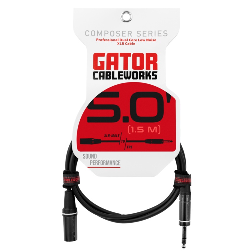 Gator GCWC-XLR-05MTRS Composer Series XLR M to TRS Cable – 5ft