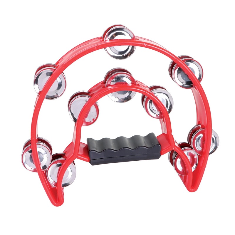 Granite Percussion GP-TAMB2R Half Moon Plastic Tambourine (Red)