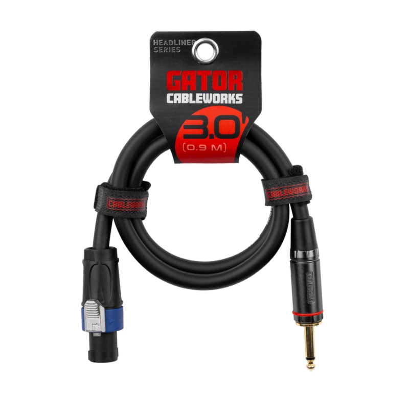 Gator GCWH-SPK-03-1TL Headliner Series 1/4″ TS to Twist Lock Connector Speaker Cable – 3ft