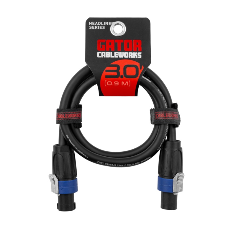 Gator GCWH-SPK-03-2TL Headliner Series Twist Lock Connector Speaker Cable – 3ft