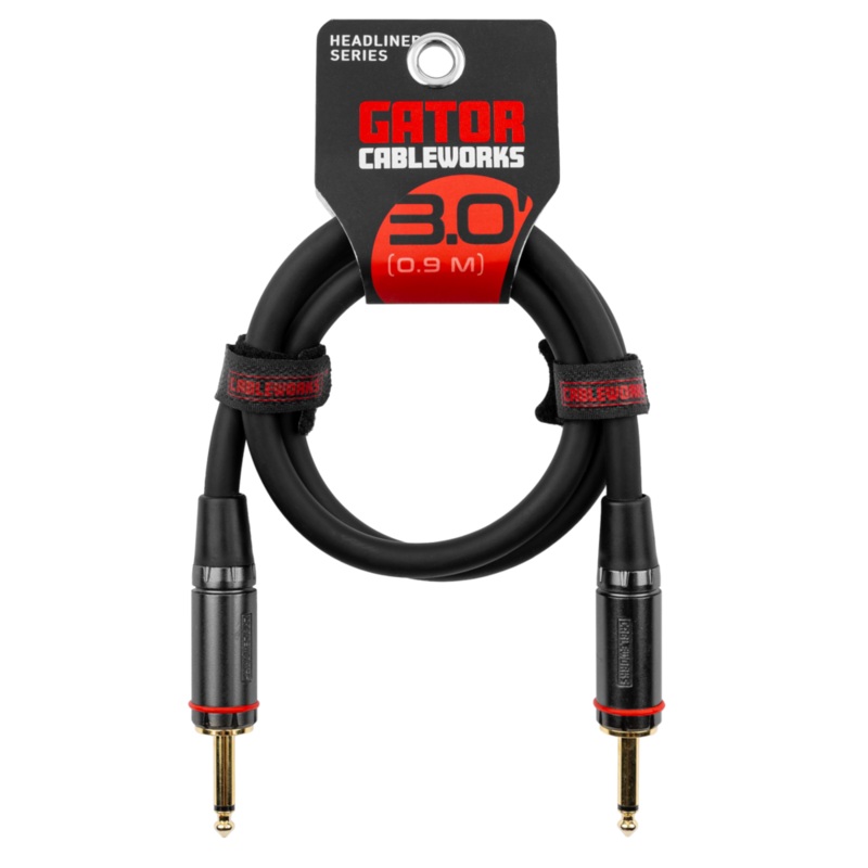 Gator GCWH-SPK-03 Headliner Series 1/4″ Straight TS Speaker Cable – 3ft