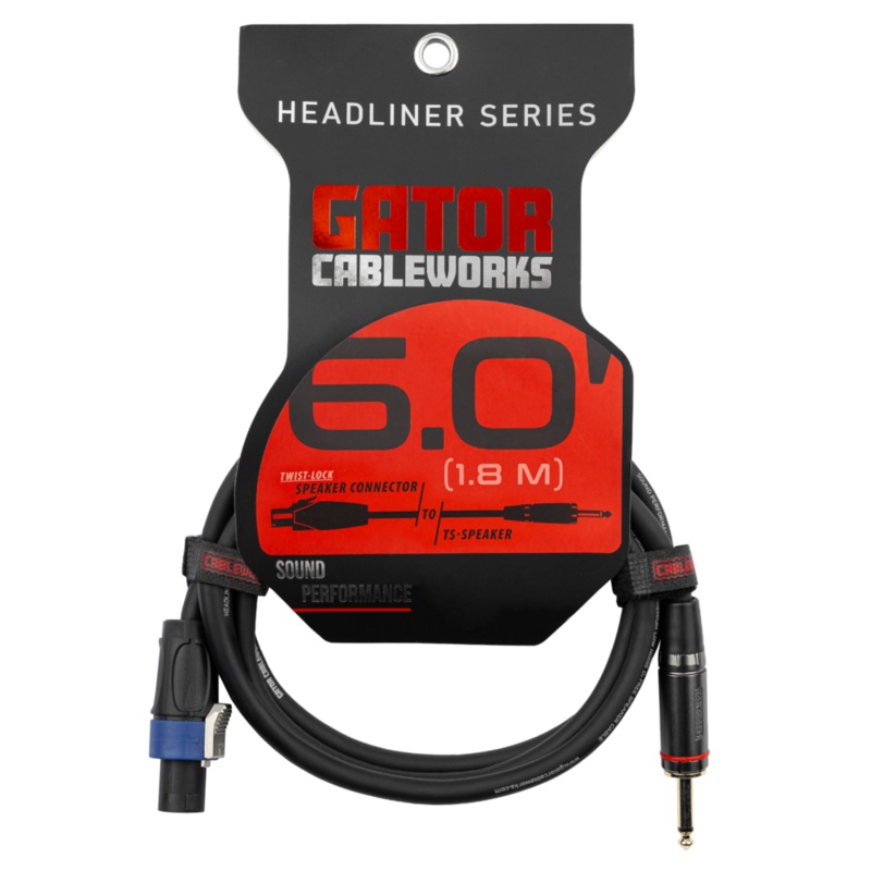 Gator GCWH-SPK-06-1TL Headliner Series 1/4″ TS to Twist Lock Connector Speaker Cable – 6ft