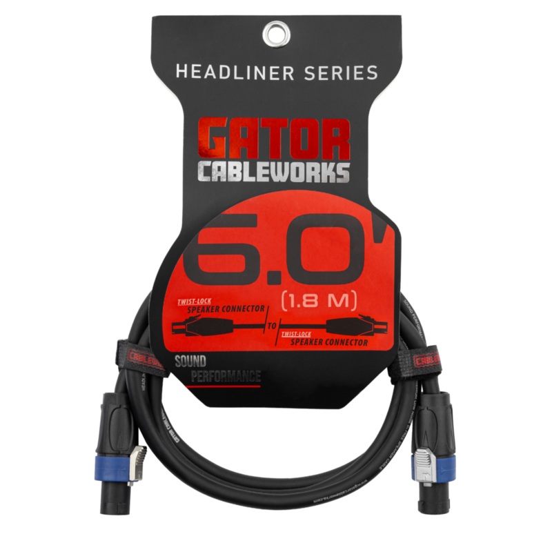 Gator GCWH-SPK-06-2TL Headliner Series Twist Lock Connector Speaker Cable – 6ft