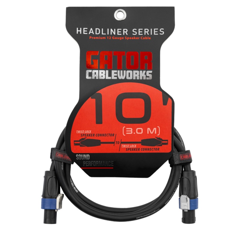Gator GCWH-SPK-10-2TL Headliner Series Twist Lock Connector Speaker Cable – 10ft