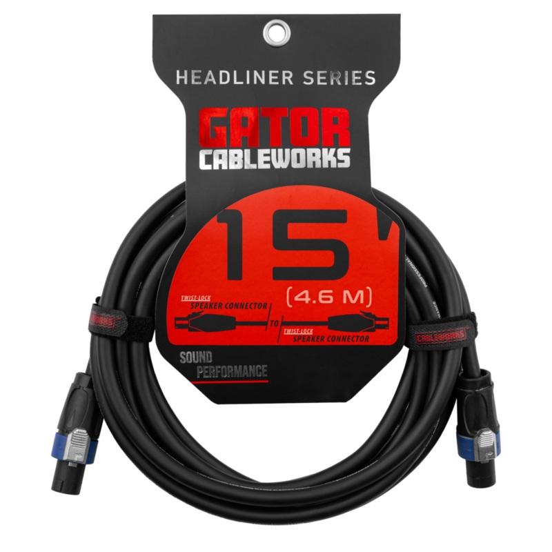 Gator GCWH-SPK-15-2TL Headliner Series Twist Lock Connector Speaker Cable – 15ft