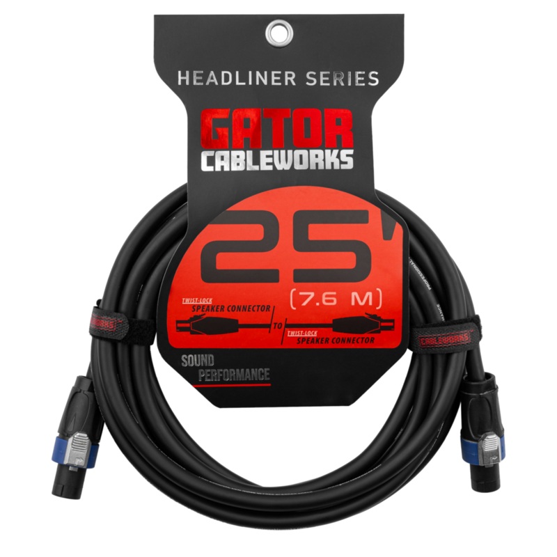 Gator GCWH-SPK-25-2TL Headliner Series Twist Lock Connector Speaker Cable – 25ft
