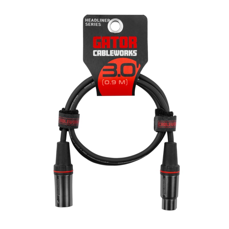 Gator GCWH-XLR-03 Headliner Series XLR Microphone Cable – 3ft