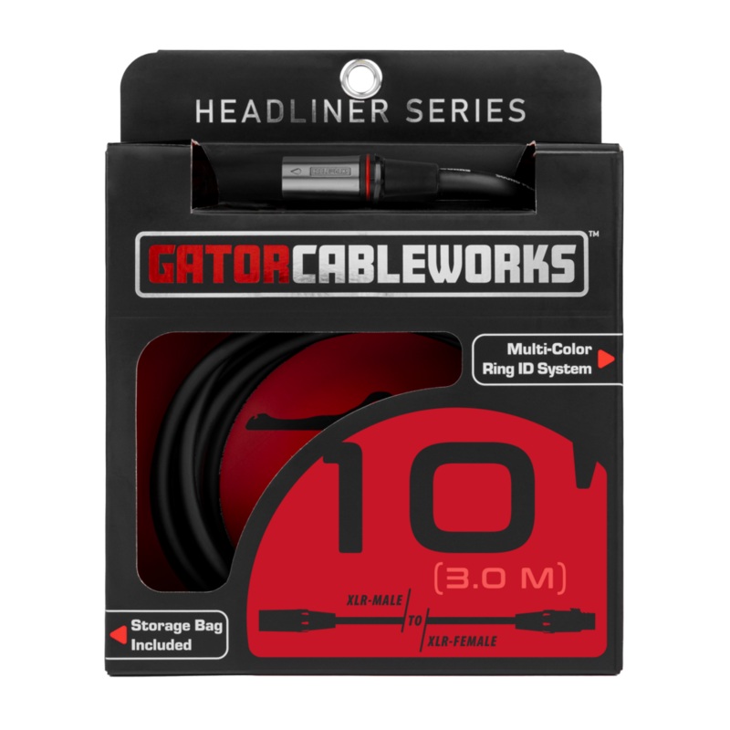Gator GCWH-XLR-10 Headliner Series XLR Microphone Cable – 10ft