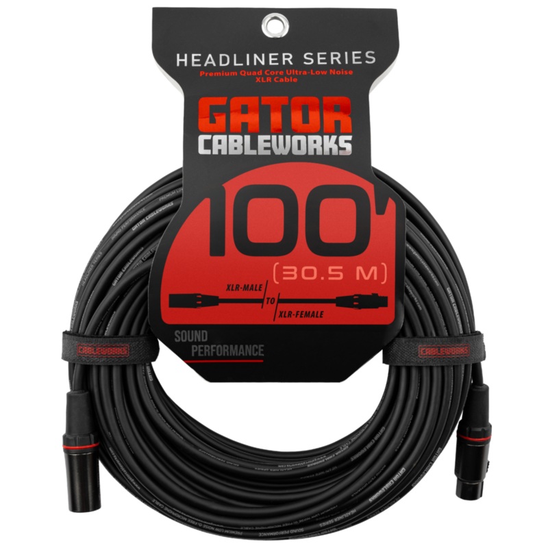 Gator GCWH-XLR-100 Headliner Series XLR Microphone Cable – 100ft