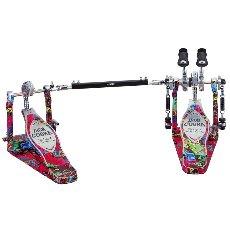 Tama IRON COBRA 50th Anniversary Limited Edition Power Glide Twin Pedal (Marble Psychedelic Rainbow)