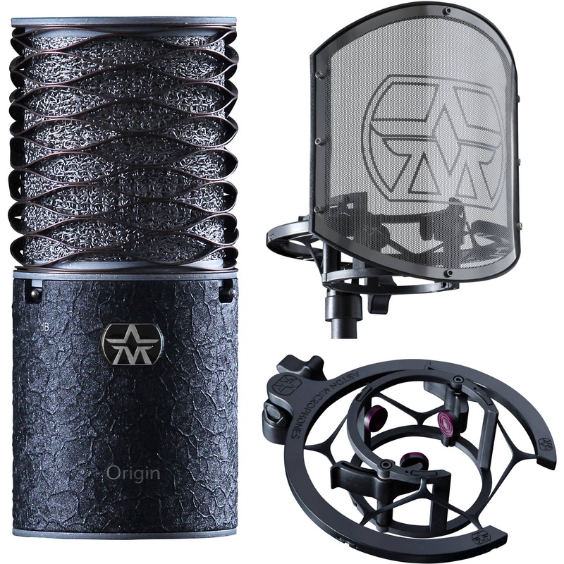 Aston Microphones AST ORIGIN BNDL Microphone With Shield, Pop Filter and Swift Shockmount Bundle (Black)