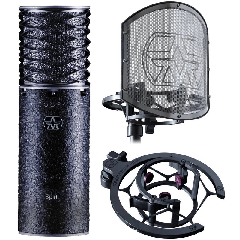 Aston Microphones AST-SPIRIT BLK BNDL Spirit Black Microphone Bundle with Mount and Shield Filter