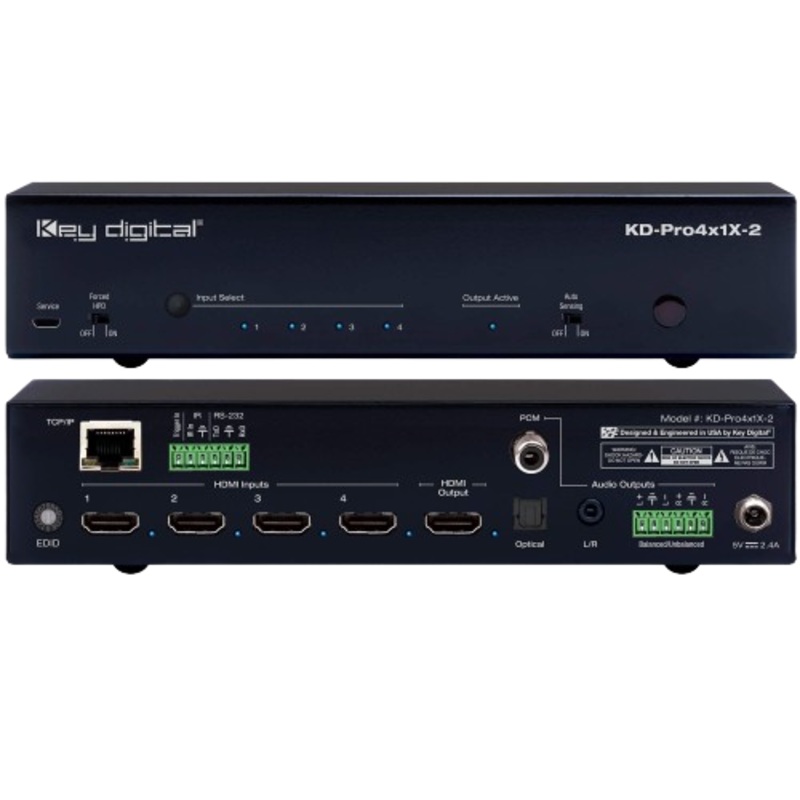 Key Digital KD-Pro4x1X-2 HDMI Switcher With De-Embedded Audio Output