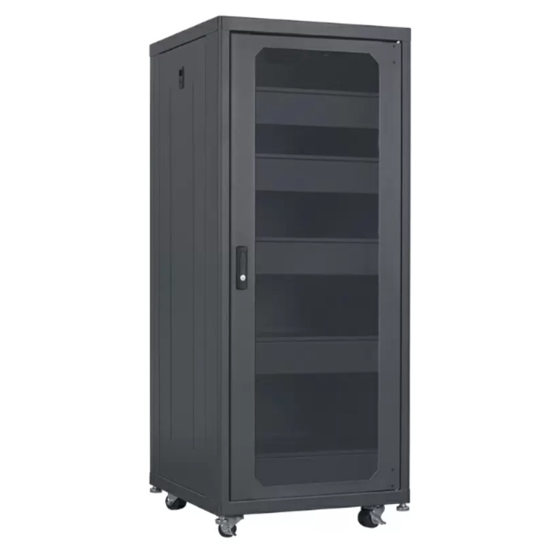 Lowell LCDR-2724 Designer AV Rack with Tempered Glass Door – 27U x 24″D