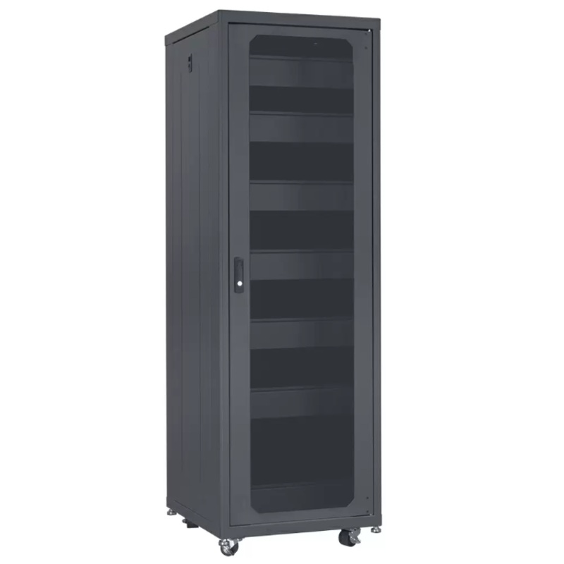 Lowell LCDR-3524 Designer AV Rack with Tempered Glass Door – 35U x 24″D