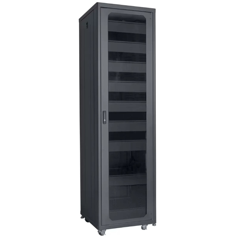 Lowell LCDR-4224 Designer AV Rack with Tempered Glass Door – 42U x 24″D