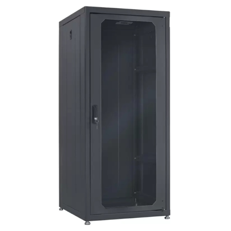 Lowell LDR-2724 Designer AV Rack with Tempered Glass Door – 27U x 24″D